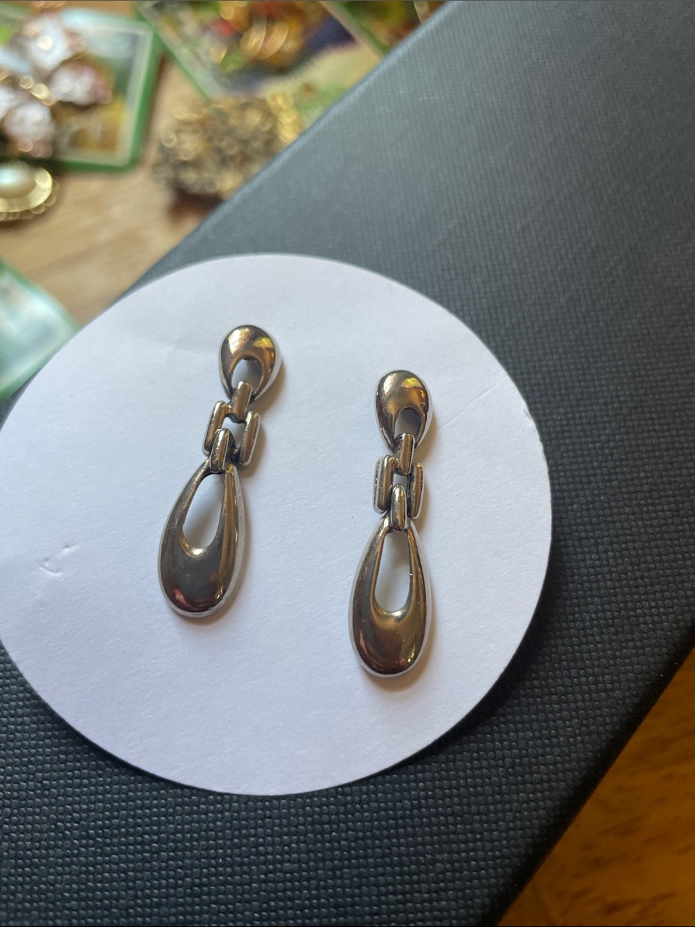 Women's Silver Drop Link Dangle Earrings